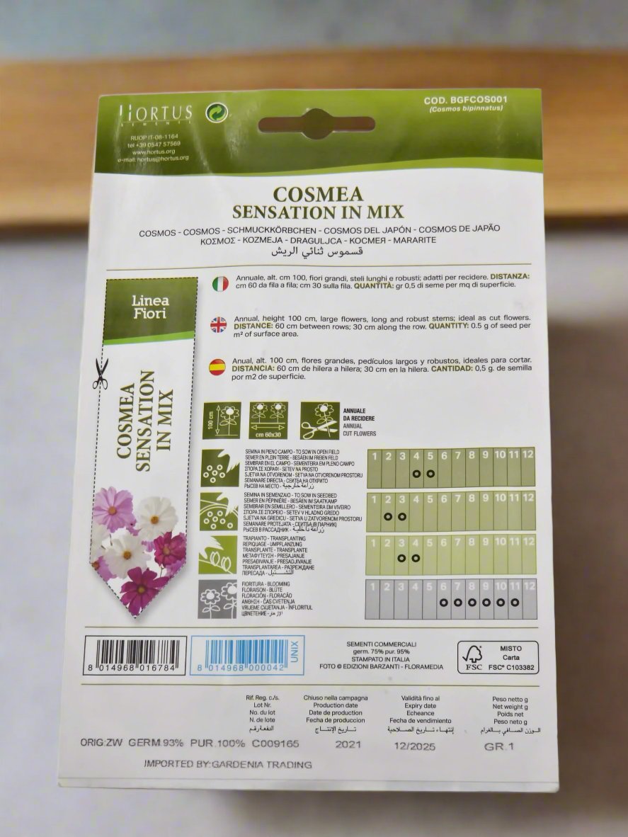 Cosmos Mix  (Cosmea Sensation In Mix) Seeds by Hortus

