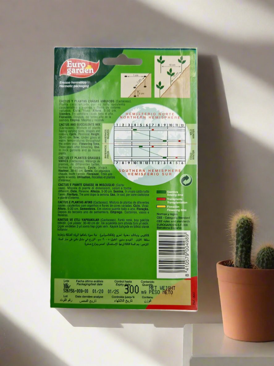 Euro Garden Cactus & Succulent Mix - Pedro Cactus & Mixed Varieties Seeds for Thriving Cactus and Succulent Gardens

