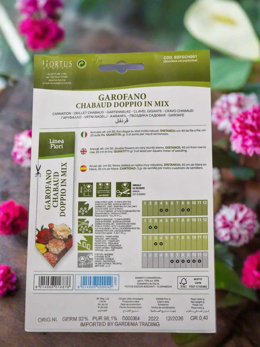 Hortus Carnation Mix Seeds – Premium Quality Sementi for Vibrant Mixed Blooms