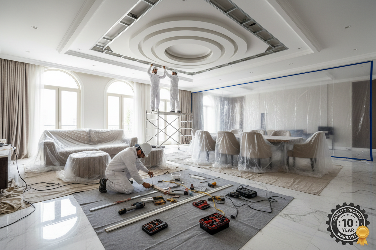 Clean Workmanship — We protect your furniture and flooring, minimize dust, and leave your space spotless.
Warranty & Support — All our ceiling installations come with workmanship warranty.
